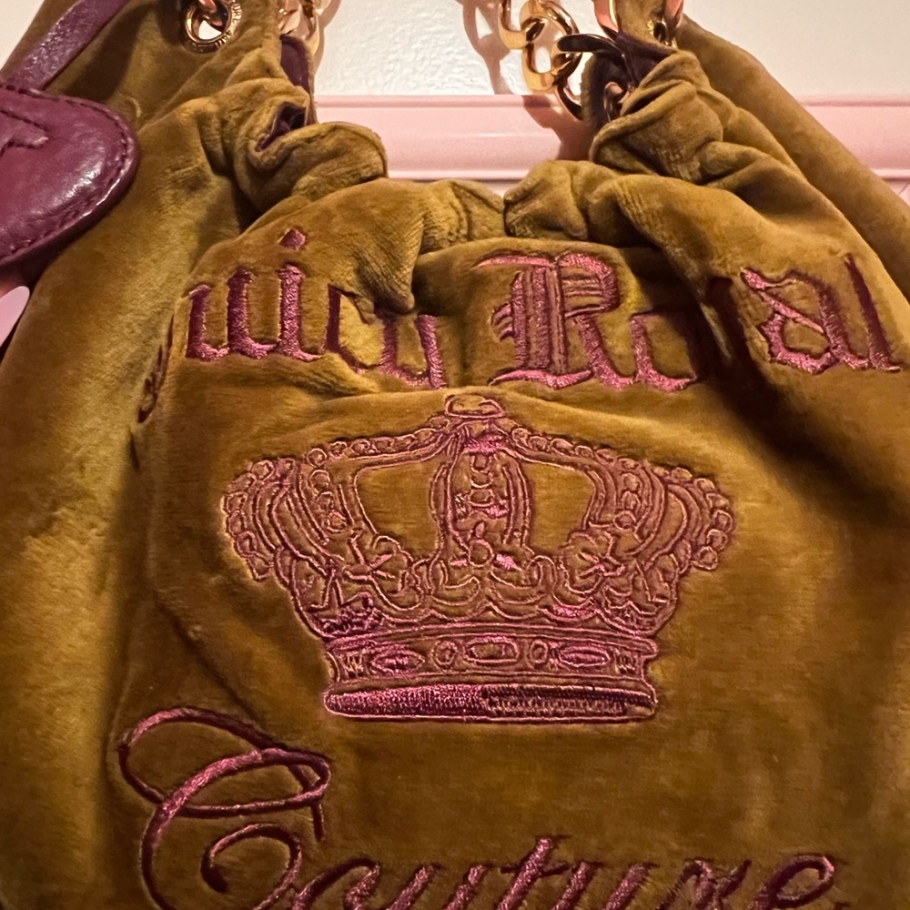 Authentic Vintage Juicy Couture Green and Purple Hobo Bag - Picture 3 of 8